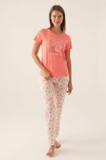 ⁦AR2890-S طقم بيجاما للنساء قطعتين مميز بتصميمه بلوز لون اورنج⁩ - الصورة ⁦6⁩