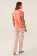 ⁦AR2890-S طقم بيجاما للنساء قطعتين مميز بتصميمه بلوز لون اورنج⁩ - الصورة ⁦3⁩