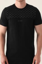 AR3010 طقم بيجاما قطن للرجال قطعتين كامل الطقم لون اسود - الصورة 2