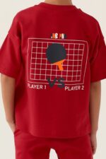 ⁦RP3337 تريننج شورت قطعتين قطن ثلاث خيوط لون احمر⁩ - الصورة ⁦4⁩