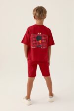 ⁦RP3337 تريننج شورت قطعتين قطن ثلاث خيوط لون احمر⁩ - الصورة ⁦2⁩