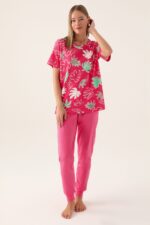 RP3386 من كولكشن الام مع ابنتها طقم بيجاما قطن قطعتين لون فوشيا - الصورة 8