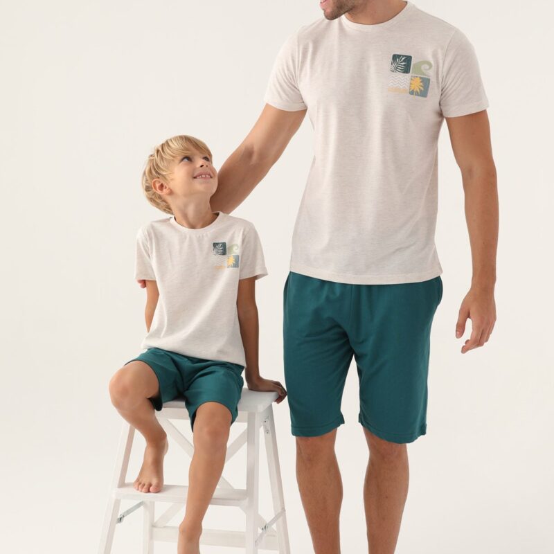 AR2982 من كولكشن العائلة طقم بيجاما شورت قطن قطعتين