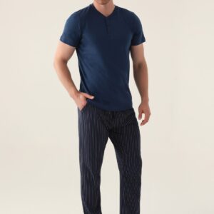 AR3014-S طقم بيجاما للرجال قطعتين قطن للرجال لون كحلي