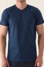 AR3014-S طقم بيجاما للرجال قطعتين قطن للرجال لون كحلي - الصورة 3