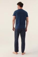 AR3014-S طقم بيجاما للرجال قطعتين قطن للرجال لون كحلي - الصورة 4