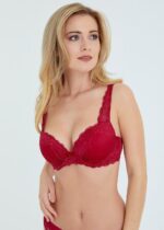 ST3450609A - Latte Padded Bra Wine حمالة صدر دانتيل نصف مبطنة