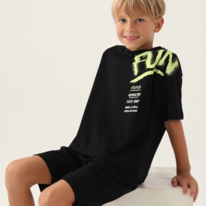 RP3352 تريننج  قطن ثلاث خيوط فلو سايز للاولاد لون اسود