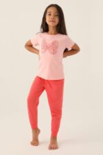 RP3390 طقم قطن قطعتين للفتيات لون زهري - الصورة 2