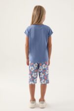 RP3408 طقم تريننج برمودا قطن للفتيات لو ن ازرق - الصورة 4