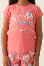 RP3408 طقم تريننج برمودا قطن للفتيات لو ن وردي - الصورة 3