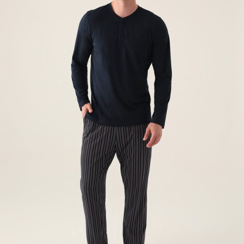 AR3013 طقم بيجاما قطن للرجال كم خريفي