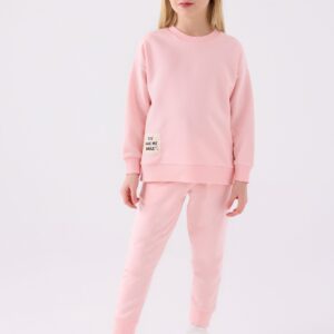 RP3499 V1 تريننج للفتيات لون زهري فاتح قطن ثلاث خيوط خريفي