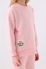 RP3499 V1 تريننج للفتيات لون زهري فاتح قطن ثلاث خيوط خريفي - الصورة 3