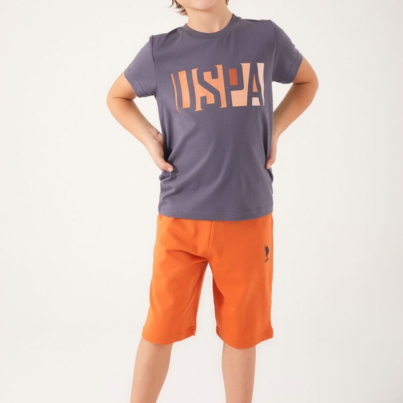 US1325 US POLO ASSN تريننج شورت للاولاد قطعتين قطن ماركة يو اس بولو الاصلية