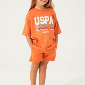 US1405 US POLO ASSN تريننج شورت للفتيات قطن قطعتين