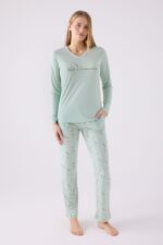 AR3062-S طقم بيجاما للنساء قطن لون فستقي