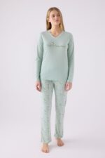 AR3062-S طقم بيجاما للنساء قطن لون فستقي - الصورة 5