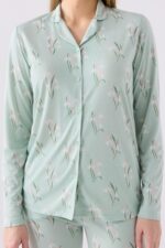 AR3064-S طقم بيجاما بأزرار للنساء قطن لون فستقي - الصورة 3