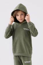 RP3375 تريننج قطن للاولاد مع طاقية مبطن ودافئ لون اخضر - الصورة 2