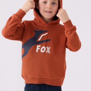 RP3431 FOX تريننج للاولاد مبطن ودافئ بلوز هودي مع طاقية وبنطال لون كحلي