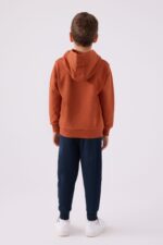 RP3431 FOX تريننج للاولاد مبطن ودافئ بلوز هودي مع طاقية وبنطال لون كحلي - الصورة 5