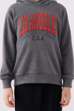 RP3457 تريننج مبطن ودافئ للاولاد بلوز هودي مع طاقية وبنطال لون اسود - الصورة 4