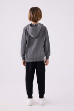 RP3457 تريننج مبطن ودافئ للاولاد بلوز هودي مع طاقية وبنطال لون اسود - الصورة 5