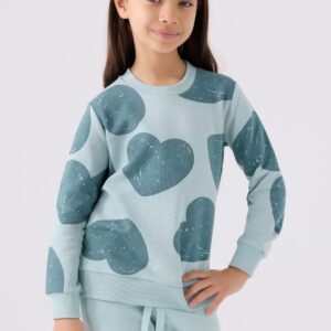 RP3472 V2  تريننج للبنات قطن ثلاث خيوط خريفي لون فستقي