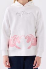 RP3473 تريننج للبنات مبطن ودافئ بلوز هودي مع طاقية وبنطال لون كحلي - الصورة 4