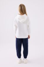 RP3473 تريننج للبنات مبطن ودافئ بلوز هودي مع طاقية وبنطال لون كحلي - الصورة 6