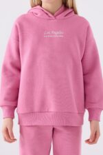 RP3500 تريننج للبنات قطن مع طاقية مبطن ودافئ لون زهري - الصورة 4