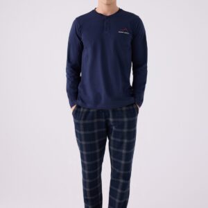 AR3152 طقم بيجاما قطن قطتين للرجال بأكمام طويلة