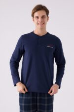 AR3152 طقم بيجاما قطن قطتين للرجال بأكمام طويلة - الصورة 2