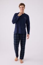 AR3152 طقم بيجاما قطن قطتين للرجال بأكمام طويلة - الصورة 4