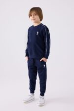 US1937  US POLO ASSN تريننج ماركة يو اس بولو لون كحلي للرياضة مع  مع خطوط باللون الابيض قطن ثلاث خيوط - الصورة 5