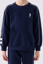 US1937  US POLO ASSN تريننج ماركة يو اس بولو لون كحلي للرياضة مع  مع خطوط باللون الابيض قطن ثلاث خيوط - الصورة 3