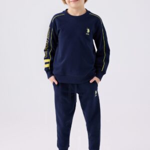 US1937  US POLO ASSN تريننج ماركة يو اس بولو لون كحلي للرياضة مع  مع خطوط باللون الفسفوري قطن ثلاث خيوط