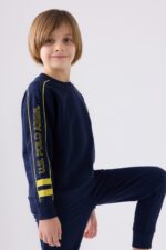 US1937  US POLO ASSN تريننج ماركة يو اس بولو لون كحلي للرياضة مع  مع خطوط باللون الفسفوري قطن ثلاث خيوط - الصورة 2