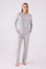 PC8908-S Pierre Cardin طقم بيجاما قطعتين لون رمادي فاتح