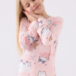 RP3460 طقم بيجاما للفتيات قطعتين شتوي لون زهري