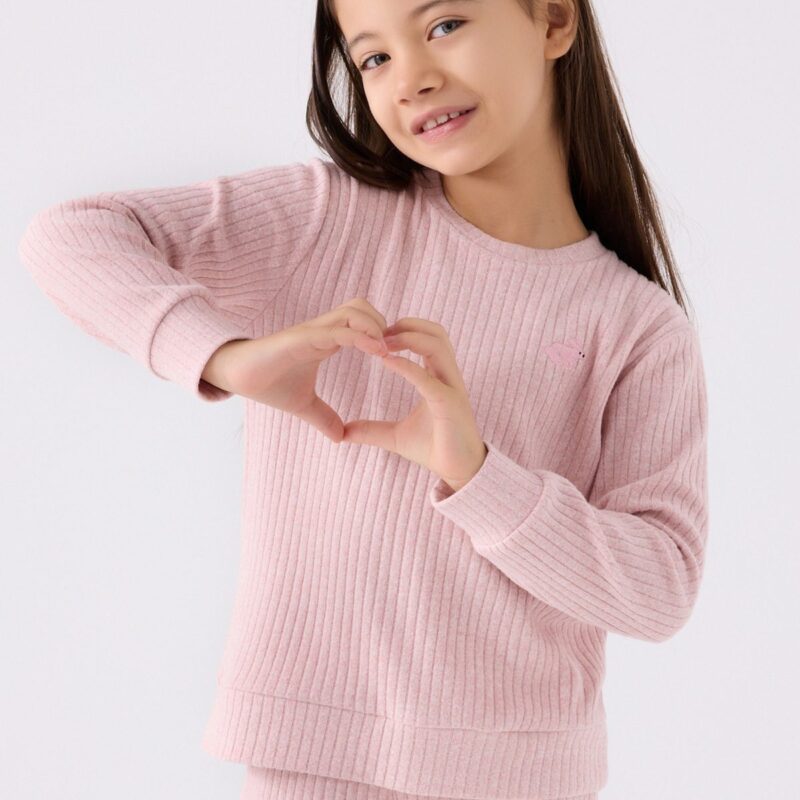 RP3464 طقم بيجاما للفتيات قطعتين شتوي لون زهري