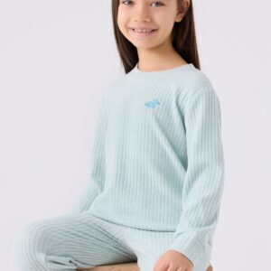 RP3464 طقم بيجاما للفتيات قطعتين شتوي لون فستقي