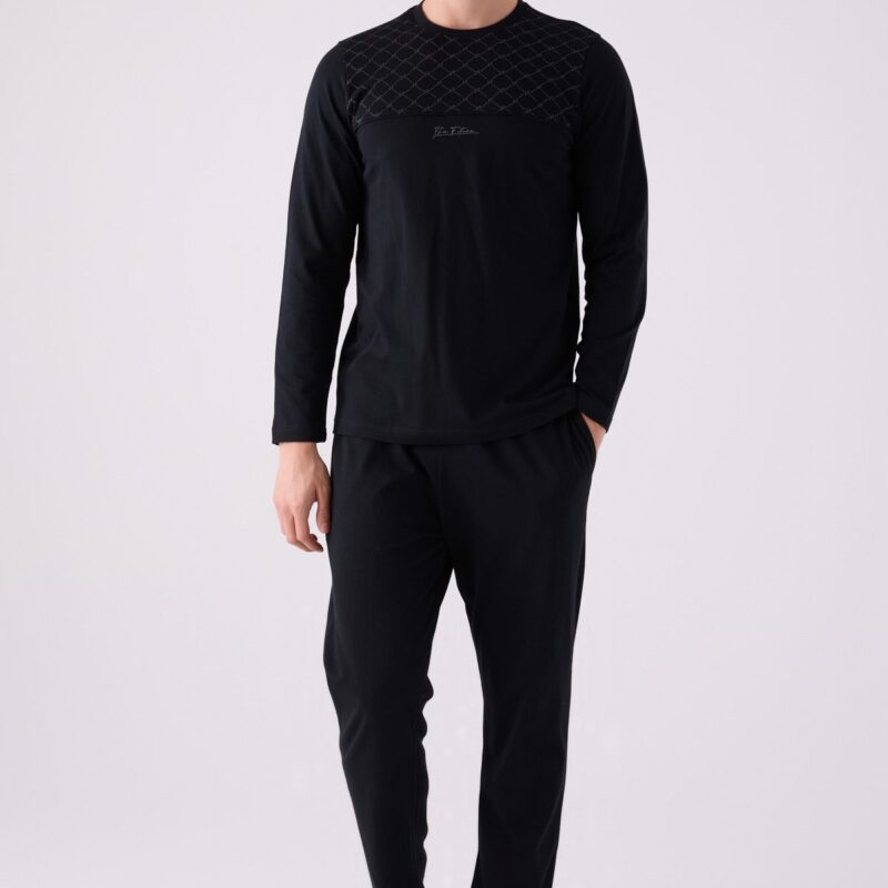 AR3140 طقم بيجاما قطن للرجال بلوز لون اسود