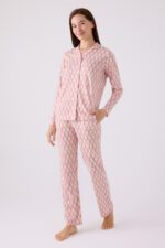 ⁦AR3073-S طقم بيجاما للنساء بأزرار قطن ومريح⁩ - الصورة ⁦5⁩