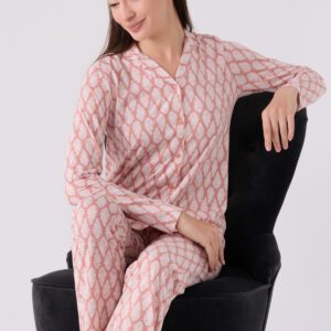 AR3073-S طقم بيجاما للنساء بأزرار قطن ومريح