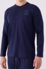 ⁦AR3130-S طقم بيجاما قطن للرجال كابلز لون كحلي⁩ - الصورة ⁦3⁩