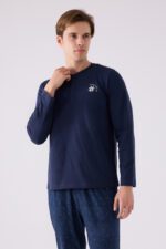 ⁦AR3147 طقم بيجاما قطن للرجال لون كحلي⁩ - الصورة ⁦2⁩