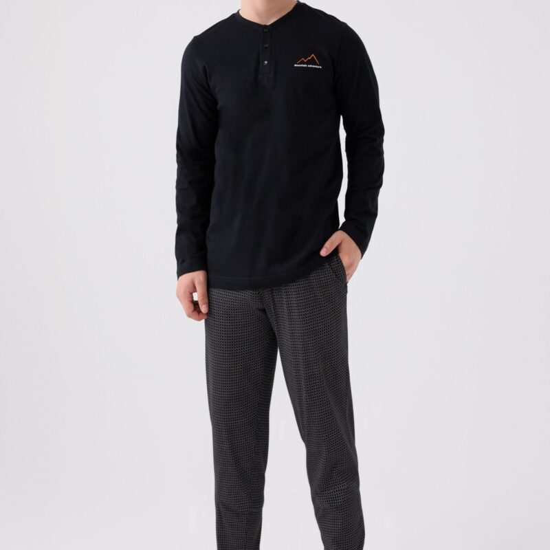 AR3172 طقم بيجاما للرجال قطن لون اسود