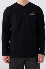 ⁦AR3172 طقم بيجاما للرجال قطن لون اسود⁩ - الصورة ⁦2⁩